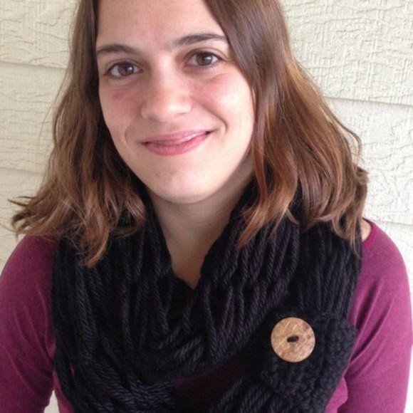 Handmade Black infinity scarf with coconut button cuff one size lightweight y2k - Picture 4 of 5